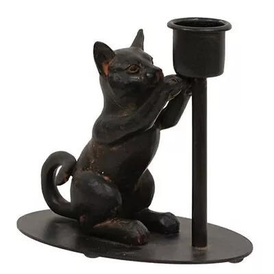 New ... Playful BLACK CAT Taper Candle Holder 5 L X 4.25 H X 3 D  Farmhouse • $13.94