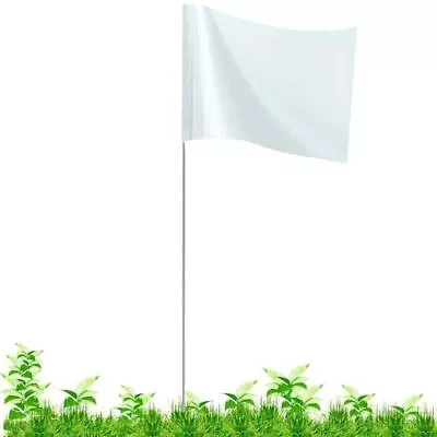 Marking Flags For Lawn 100 Pack Yard Flags | 4x5x16 Inch Boundary White • $15.18