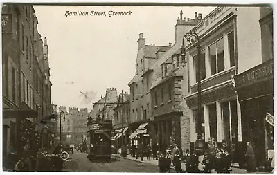 HAMILTON STREET TRAM GREENOCK - Renfrewshire Postcard • £8