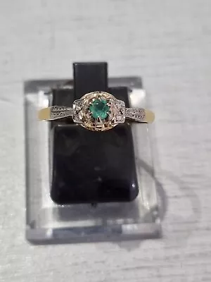 Antique 18ct And Platinum Emerald Ring Size N 1/2  • £295