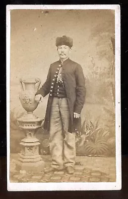 Antique Civil War Soldier CDV Photograph Coatesville PA Pennsylvania Unique Cap • $25