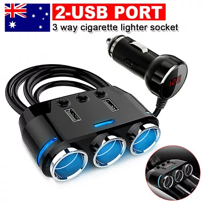 Car Cigarette Lighter Splitter 3 Way 12V Multi Socket Dual USB Charger Pp .E • $21.09