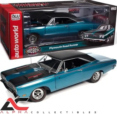 Autoworld Amm1289 1:18 1969 Plymouth Roadrunner (mcacn) Q5 Turquoise Blue • $89.99