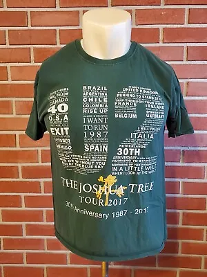 U2 Joshua Tree 30th Anniversary Tour 2017 Crewneck T-Shirt Mens Large Green GUC • $22.99