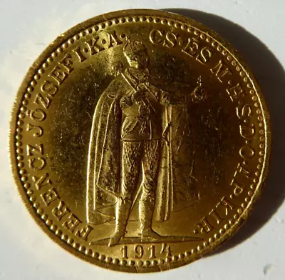 1914 Hungary 20 KORONA GOLD COIN Franz Joseph I • $550