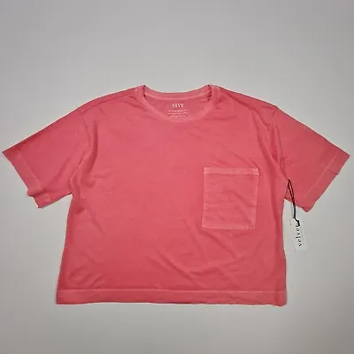 Velvet By Graham & Spencer Womens T Shirt Pink Medium Short Sleeves Cotton Tee • £18.09