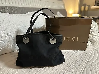 Gucci GG Monogram Logo Canvas Leather Eclipse Tote Bag Guccissima Handbag Vtg • $249