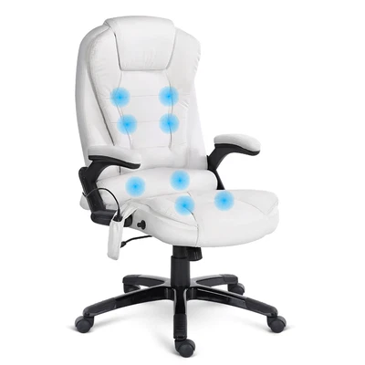 $239 • Buy Artiss Massage Office Chair 8 Point PU Leather Office Chair - White