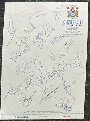 Multi Signed X20 Coventry City Football Autograph Official Team Sheet 2000 • £9.99