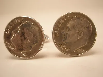 1964 Roosevelt 90% Silver Dime Ten Cent US Coin Cuff Links Mint Money • $32.49