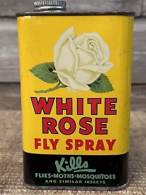 Vintage White Rose Oil Can Fly Spray 16 Oz. Can • $437.49