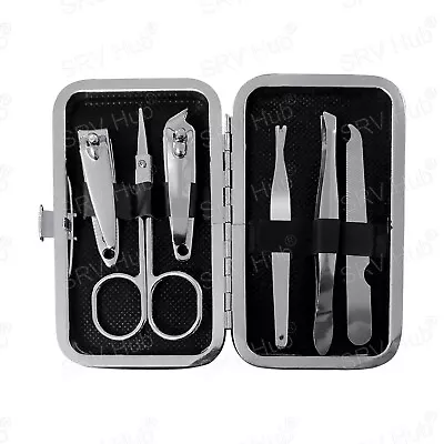 6 Pcs ManicurePedicure Set Nail Care Stainless Steel Kit Cuticle File Tweezers • £7.99