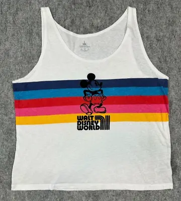 Walt Disney World Tank Top Adult Small/Med* Velvet Letters Mickey Mouse Rainbow • $9.99