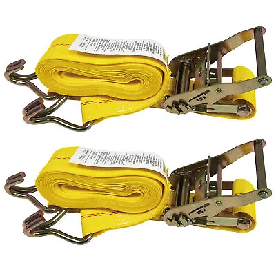 2 X 15' Ratchet Tie Down Straps With J Hooks Heavy Duty 5000LBS (2/4/8 Pack) • $72.80