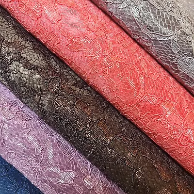 Floral Lace Satin Back Bonded Fabric Dress Craft Lingerie Material 58  By Meter • £2.89