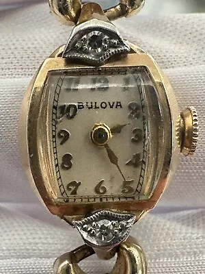 Vintage Bulova 14K Yellow Gold Diamond Women’s Watch • $199