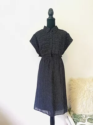 City Chic Plus Size XL ( AU 22 ) Dress Polka Dot Pattern Cap Sleeves Collar Neck • $34.95