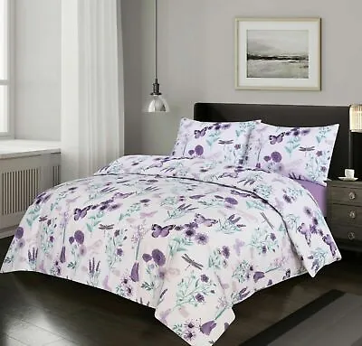 £15.99 • Buy 4 Pcs Complete Bedding Set  With Fitted Bed Sheet Duvet Cover Single Double King