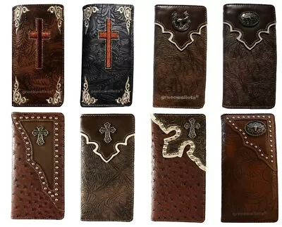 Cross Longhorn Men Western Wallets Bifold Check Book Style • $10.99