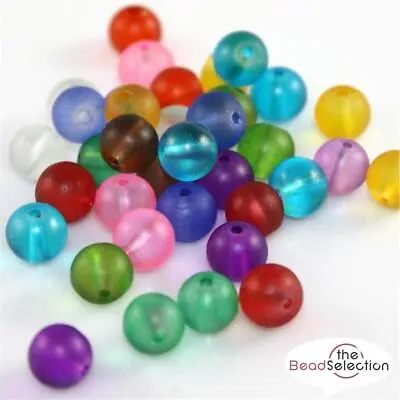 Crystal Frosted Glass Beads Round 20 Colour Choice 4mm 6mm 8mm Jewellery Making • £3.29