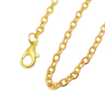 X10 Wholesale Plain Gold Plated Lobster Clasp Necklace Chain 16 18 20 22 24  • £5.20