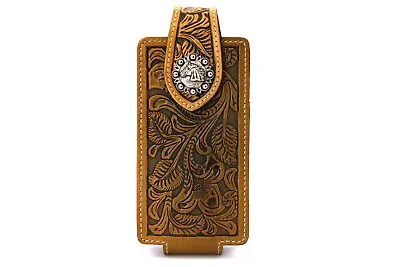 Western Phone Case Horse Tan Brown Leather Phone Holster Magnetic Phone 6''x3'' • $17.99