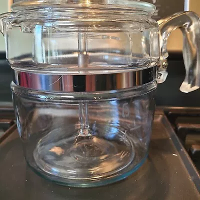 Vintage PYREX Flameware 6-Cup Glass Coffee Pot Percolator 7756B. 6-pcs. PreOwned • $36.75