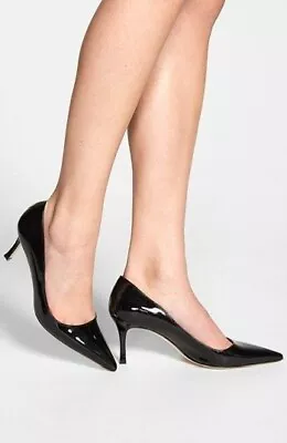 $665+ Manolo Blahnik Pump Tuccio Newcio Stiletto Black Patent Leather 70mm 36 6 • $99