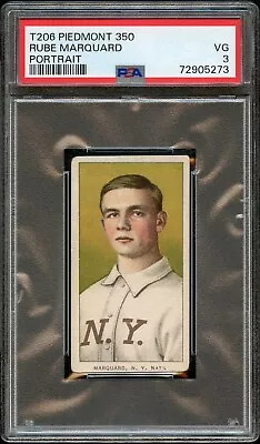 1909-11 T206 Rube Marquard PORTRAIT HOF PIEDMONT 350/25 PSA VG 3 • $639.20