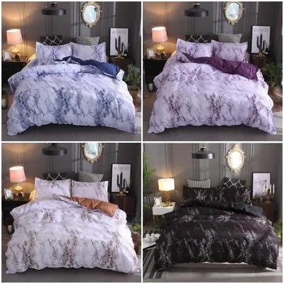 $23.50 • Buy Marble Floral Doona Duvet Quilt Cover Set Single Double Queen King Size Bedding