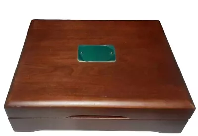  Eureka Mfg Co Reed & Barton Mahogany Wood Jewelry  Green Velvet Box   • $34.99