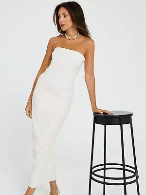 Michelle Keegan Bandeau Corset PU Midi Dress  Cream  UK 8  BNWT £55 • £5.99