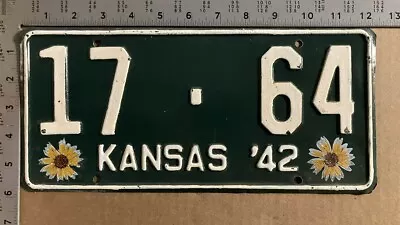 1942 Kansas License Plate 17-64 Bourbon Low Number Old Repaint 11206 • $20.98