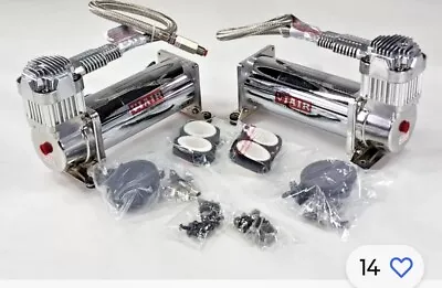 VIAIR 44432 Dual Air Suspension Compressor Kit 444c Chrome • $275