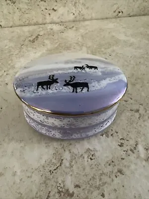 Kasinmaalattu Trinket Box Signed Leena Kostinader Reindeer 80s Pastel • $9.99