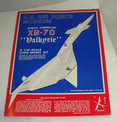 US Air Force Museum XR-70 Card Model Kit Valkyrie 1/96 Scale.. NEW Meta Model • $20