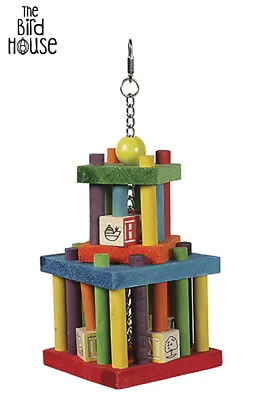 Happypet Building Block Maze Colourful Wooden Large Parrot Cage Toy Macaw Grey  • £15.99