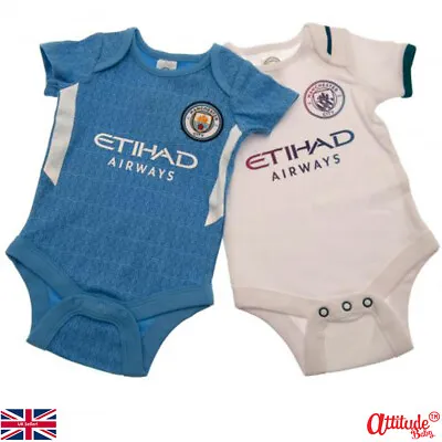 Man City Baby Grows-2 In A Pack-Official-Man City Baby Clothes-Man City Bodysuit • £17