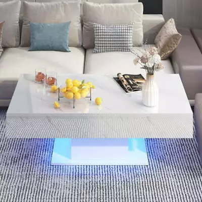 43  Modern High Glossy LED Smart Game Tea Table With 2 Storage Sliding Drawers • $160.54