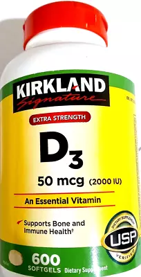 Kirkland Signature Extra Strength VITAMIN D3 2000 IU (50mcg) 600 Ct EXP 07/2026 • $14.99