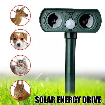 Ultrasonic Solar Power Animal Repellent Pest Repeller PIR Dog Cat Bird • $27.59