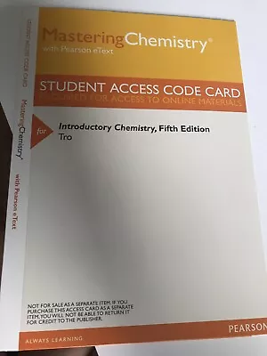 Mastering Chemistey With Pearson EText Student Access Code Card Intro Chemistry • $40