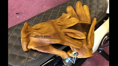 Stitch Nine  Motorcycle Gloves Leather Distressed  Chopper Bobber  Work XLG • $63.50