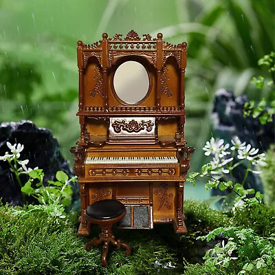 1:12 Miniature Furniture Wooden Vintage Piano W/ Stool For Doll House Furniture • $82.76