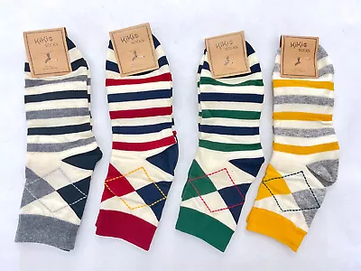 4-Pack Men's Size 7-10 Crew Socks - Striped & Colorful Pattern **NEW** • $11.99