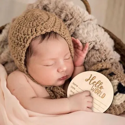 Hello World Newborn Welcome Sign Wooden Birth Baby Name Plaques • $12.35