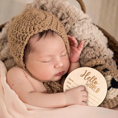 Hello World Newborn Welcome Sign Wooden Birth Baby Name Plaques • $12.35
