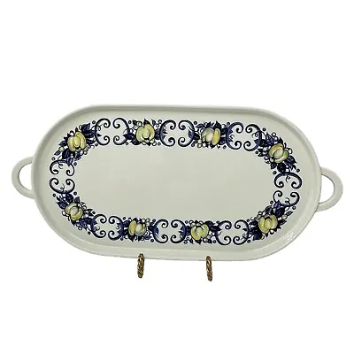 Villeroy & Boch Cadiz Serving Oval Tray Platter Fruits White Blue 16x7.5 • $36