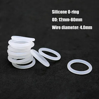 £68.36 • Buy OD 12mm - 80mm Food Grade O-Ring. 4.0mm Thick . Clear Silicone Rubber O Rings