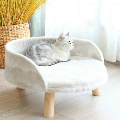 $39.97 • Buy Pet Elevated Bed Fluffy Small Dog Cat Rest Sleep Stool Backrest Chair Indoor AU